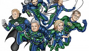 superhero cleaning team